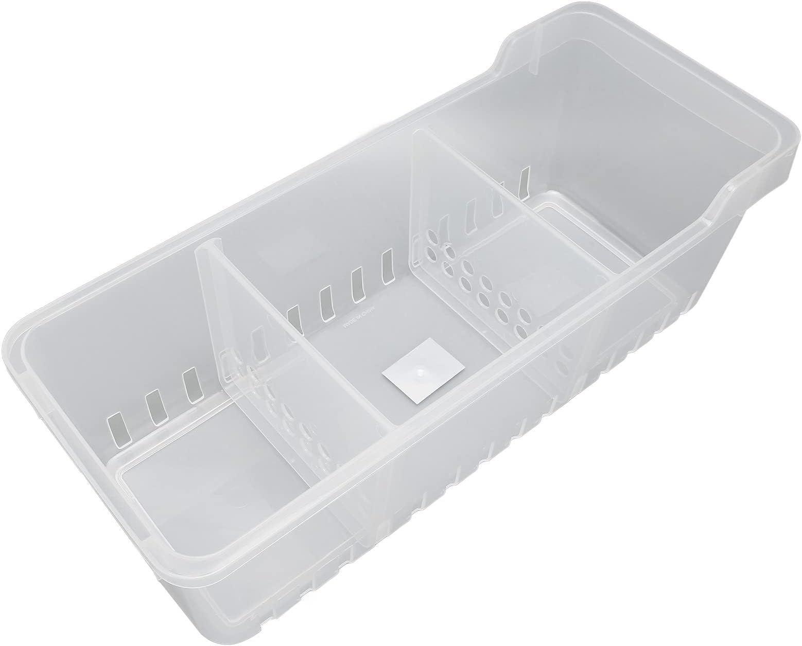 Clear Organizing Bin, Large Capacity Lidless Multipurpose Right Size Versatile Food Storage Organizer Bin with 2 Divided Compartments for Office for Kitchen(S 40cm)