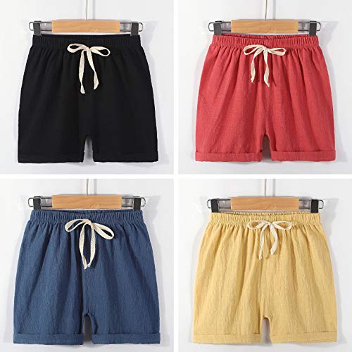 Cicilin - Pantalones cortos de algodón y lino para niños Negro Negro ( 100 cm