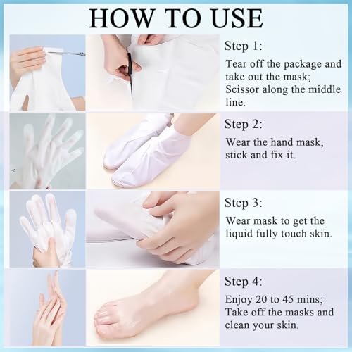 8 Paar Aloe Vera Lavendel Fußmaske und Handmaske - Fußpflege für Trockene und Rissige Füße - Feuchtigkeitsspendende Hornhaut Fussmaske Socken Handmaske Handschuhe für Männer Frauen