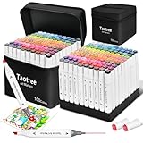 Taotree Alcohol Markers Set 100 Colors with Case & Holders, Dual Tips Art Coloring Markers Pens, Chisel & Fine Art Supplies Sketch Pens for Artist Adult Coloring Books Drawing, Painting, Sketching