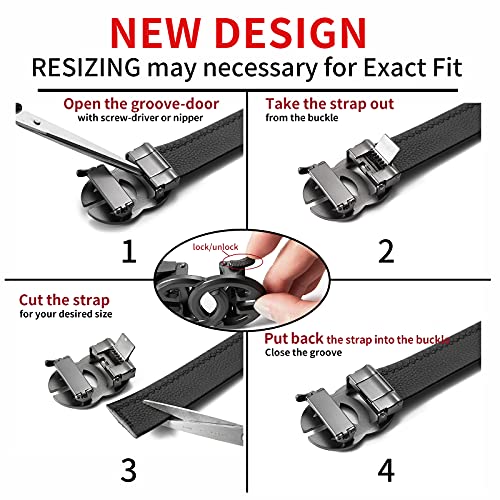 Image of ARIMIA Fashion Mens Real Leather Ratchet Belt Black Adjustable Length Full Grain Soft Genuine Cowhide Strap 1.5 Inch Wide