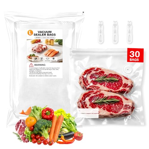 Image of Reusable Vacuum Sealer Bags for Food, 30 BPA-Free Large (12 x 13 in) Bags