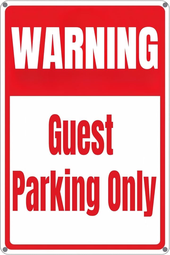 Warning Guest Parking Only Retro for Home Garage Farm Garden Bar Coffee Kitchen Wall Decor Tin Sign 8x12 Inch