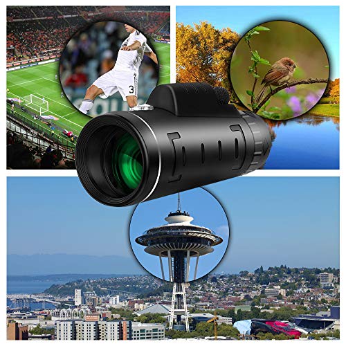 DECDEAL Telescópio monocular de alta potência 40X60 para observação de pássaros com bússola adaptado