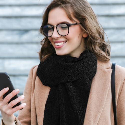 Pleneal Scarf for Women,Soft Chenille Winter Scarves, Womens Warm Thick Scarf for Cold Weather, Black