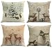 Youngnet Set of 4 Christmas Deer Animal Print Throw Pillow Cover Winter Home Decor Cushion Cover 18 x 18