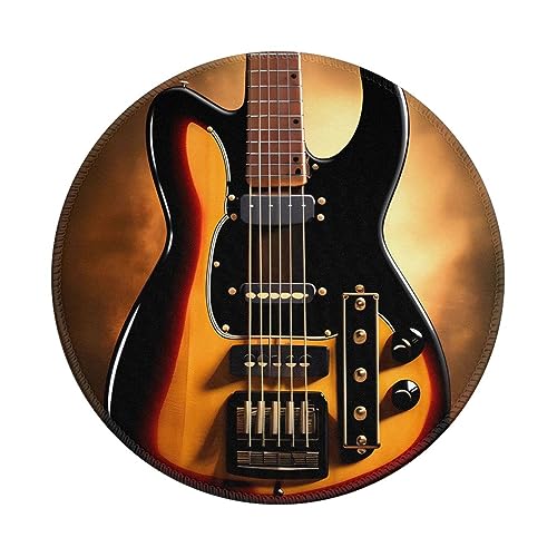 Alfombrilla de mouse redonda para guitarra instrumental de 8 pulgadas, respaldo de goma para trabajo y juegos, alfombrilla de mouse, perfecta para oficina, computadora portátil