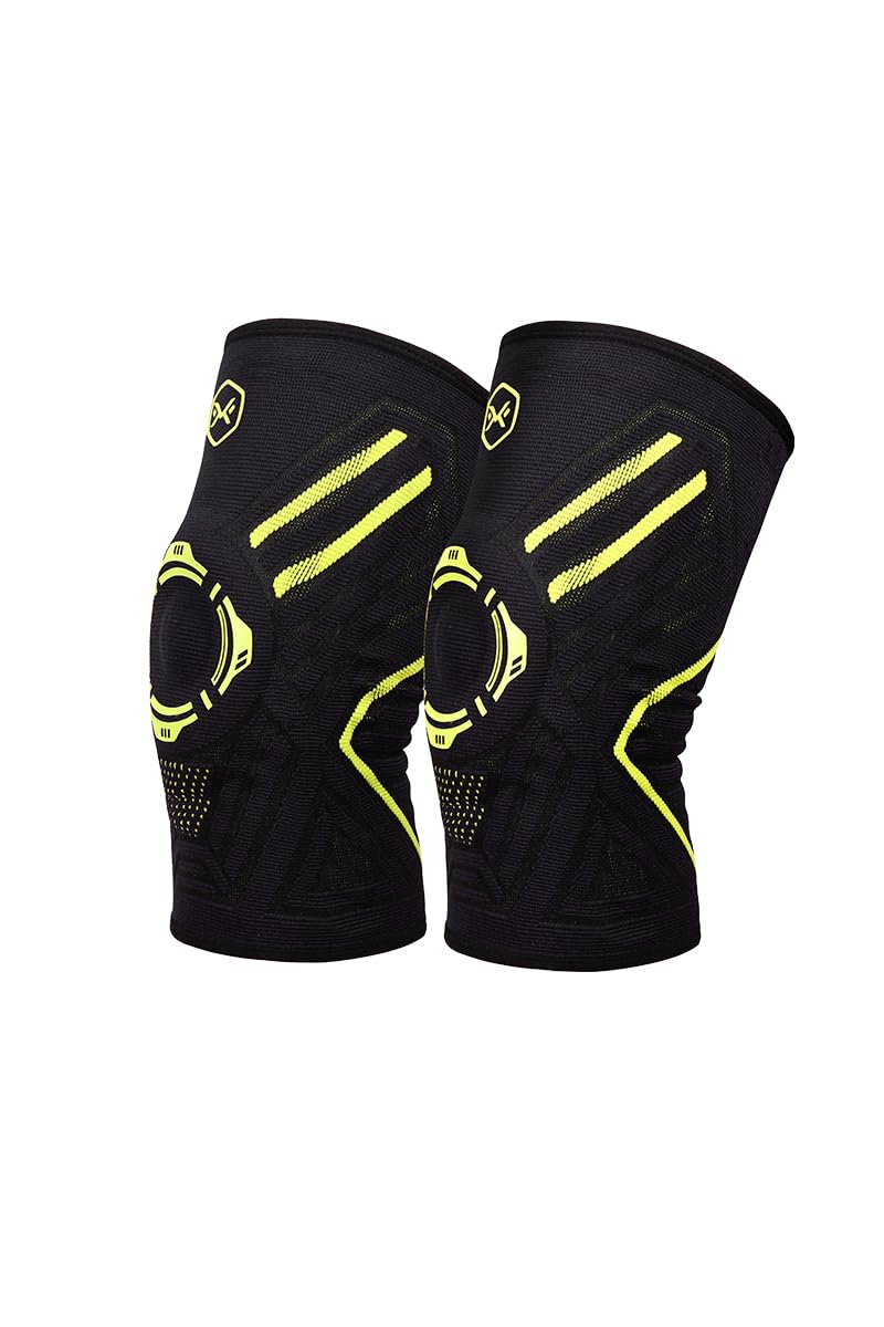MOKRGYM Knee Brace for Men&Women Anti-Slip Knee Support with Silicone Pad&Dual Side Stabilizers Breathable Compression Sleeve for Running, Weightlifting, Basketball, Hiking Joint Protective (M-pair)