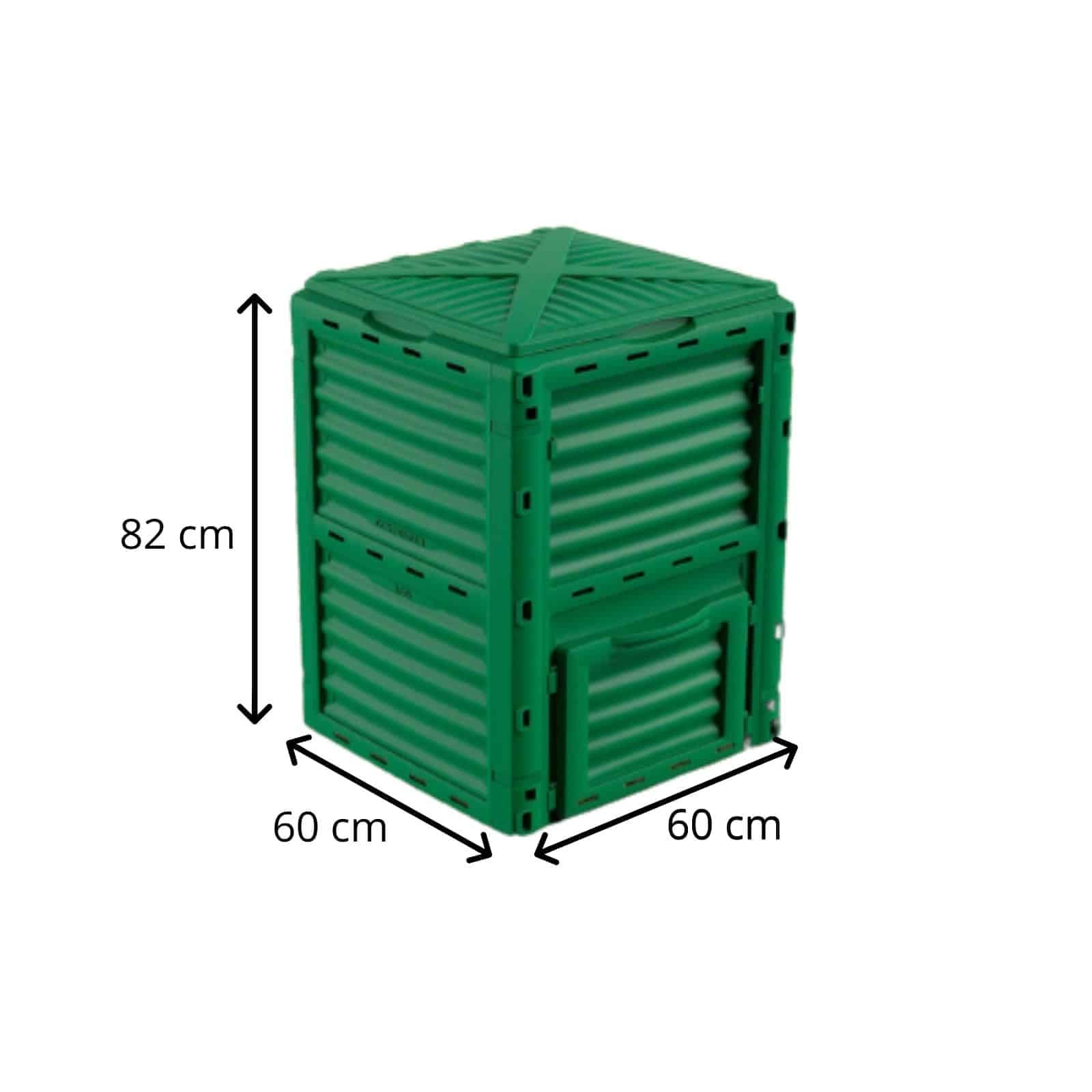 GARDIUN KZT1300 New Organic Komposter, 300 l, 60 x 60 x 82 cm, aus recyceltem Polypropylen, grün, mit Öffnung Oben, Belüftung und einfacher Entnahme des Komposts