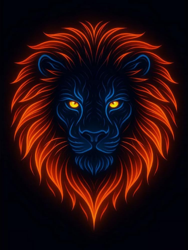 Brennora Full Drill Diamond Art 5D Diamond Painting Kits Lion Round Rhinestone, DIY Adult and Crafts Home Decor 40x50cm