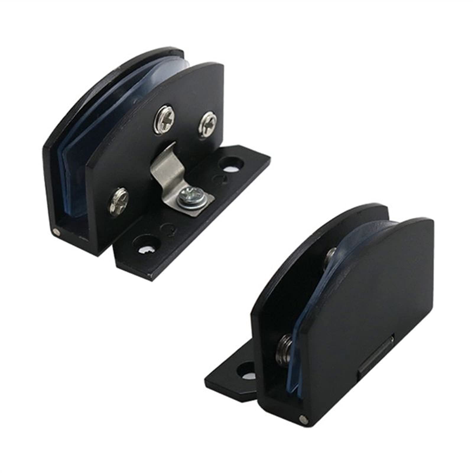 2 Pieces of Drill-Free Heavy Fixture, Zinc Alloy Hinge Wine Cabinet Glass Door Hardware Accessory Hinge(Black,Small)