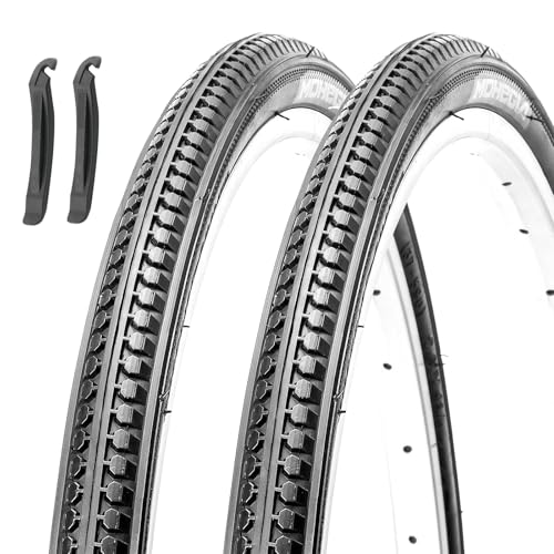 MOHEGIA 2本 26×1 3/8 自転車 タイヤ:26インチ 37-590 軽快車 耐摩耗 街乗り通勤 アーバンバイク、ママチャリ対応 - 折りたたみ式 交換用タイヤ - ブラック