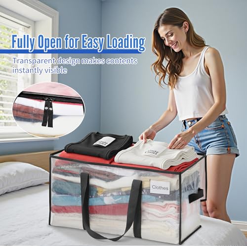 Image of BAGAIL Heavy Duty Moving Bags with Strong Handle, Extra Large Moving Boxes, Storage Tote for Clothes, College Moving Supplies(Clear, 10 Pack)