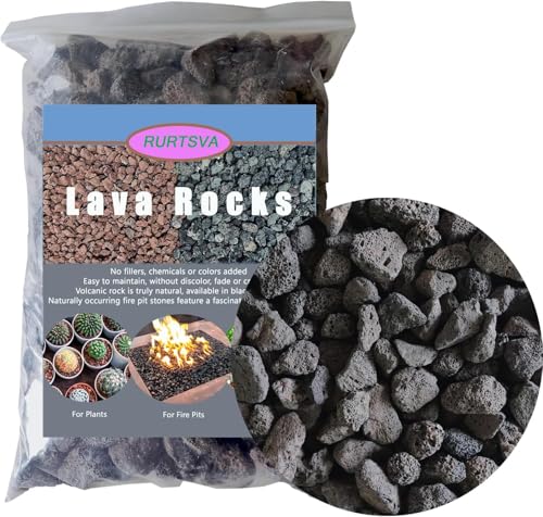 Small Lava Rock 5LBS 0.4 - 0.8 Natural Volcanic Stones Use in Fireplace Fire Pit or Bowl Rocks for Indoor Outdoor Natural Gas Propane Fires and Decorative Landscaping-Black