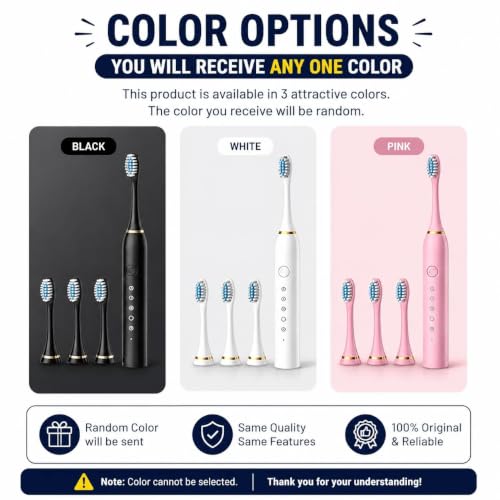 Image of Sonic Electric Toothbrush | 5 Cleaning Modes | USB Rechargeable | 4 Brush Heads | Waterproof IPX7 | Deep Cleaning Electric Tooth Brush