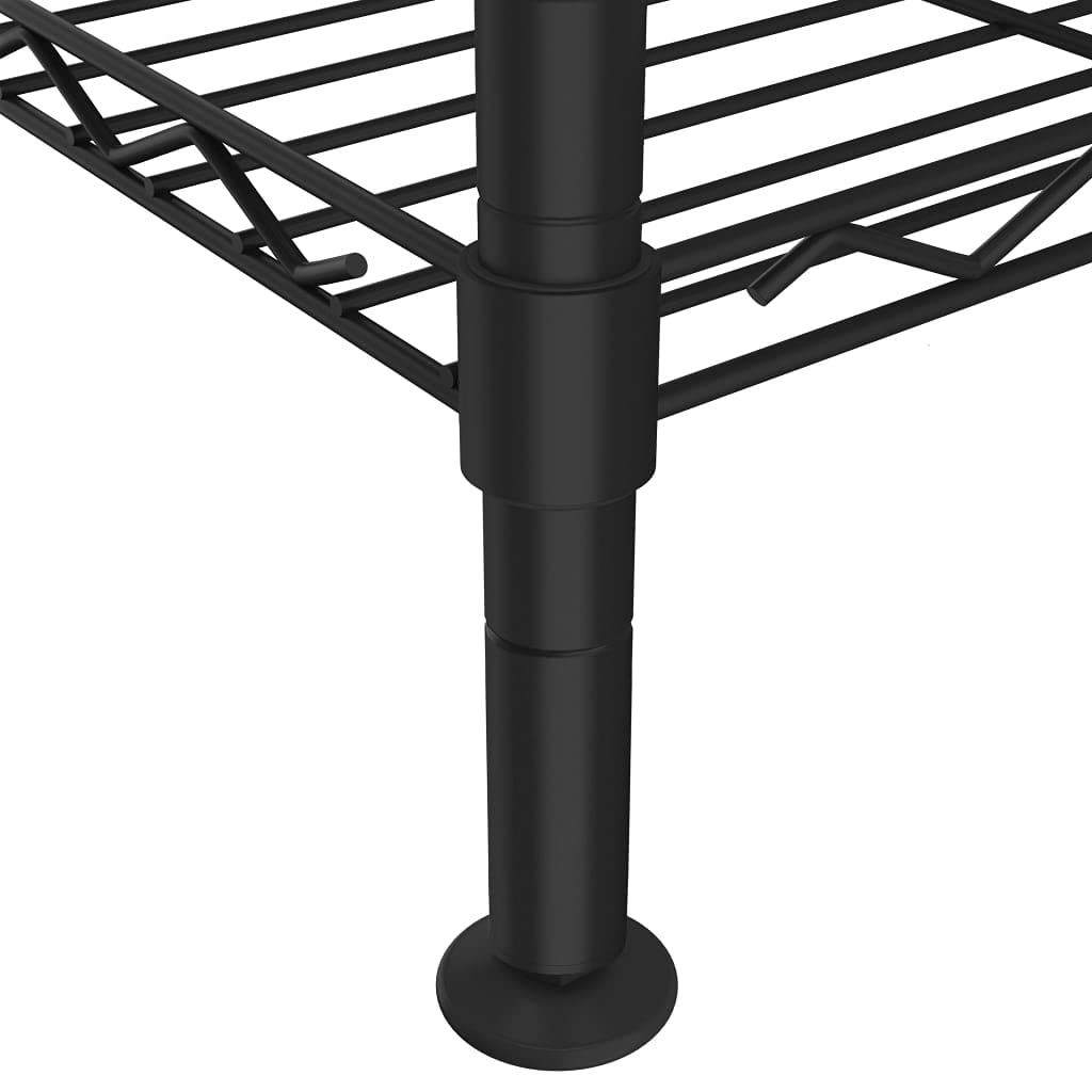 Hothingwell Półka do przechowywania z drutu, 4 poziomy, czarna, 90 x 35 x 137 cm, do kuchni, pralni, pod ziemią i łazienką, pojemność 200 kg