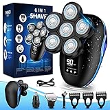 Head Shaver for Bald Men,6-in-1 Electric Shaver for Bald Head 6D Wet/Dry Waterproof Mens Electric Head Razor Head Shavers Cordless Rechargeable Face Head Shaving Rotary Shaver