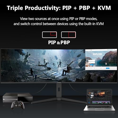Z-Edge 49" Ultrawide Curved Gaming Monitor 32:9 5120x1440 144Hz 1ms IPS FreeSync KVM USB-C HDMI DP - Afbeelding 6