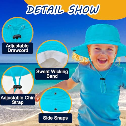 Image of Outdoor Kids Sun Hat UPF 50+ Quick Dry Foldable Bucket Hat Lightweight Adjustable Fishing Safari Hat for Girls and Boys