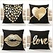 X-Labor Lot de 4 housses de coussin décoratives Noir/doré 45 x 45 cm, noir/or, 45 x 45 cm