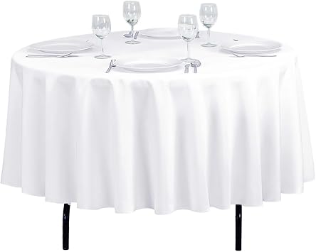 LinenTablecloth 90-Inch Round Polyester Tablecloth White