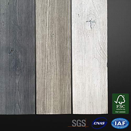 3D Wall Panels FRP Faux Stone Wallpanel for Tv Walls, Sofa Background, Wall Art Decorative Extrior and Interior Wall Tiles (1 Box Wood Wall Panel, Grey Combination)