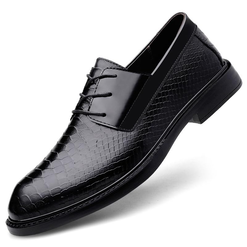 Men's Leather Lace-Up Oxfords Comfort Wide Pointed Toe Dress Shoes Business Formal Office Shoes3