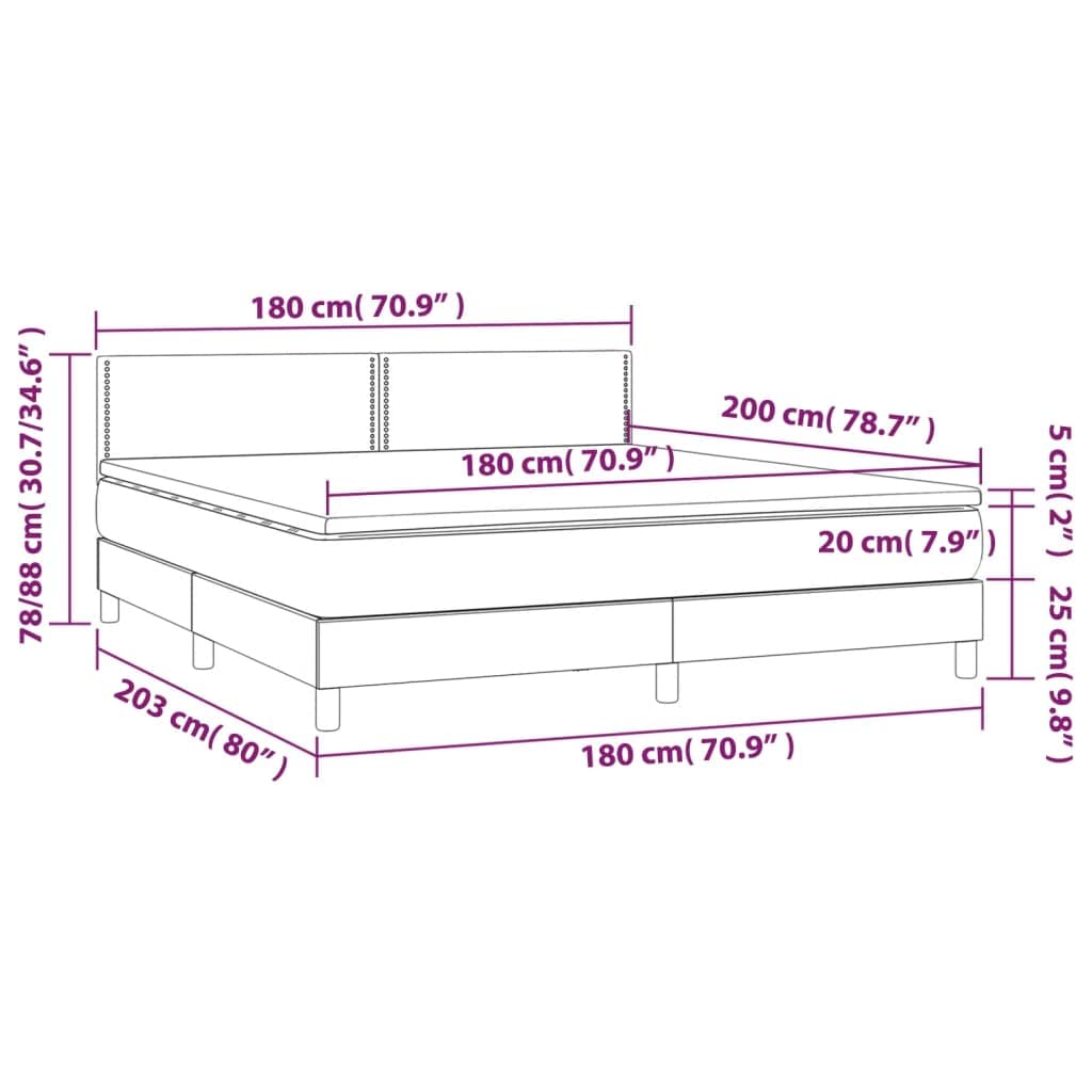 tkanina LED podświetlenie regulowany zagłówek 180x200 niebieski | Łóżko kontynentalne 180x200 cm z materacem sprężynowym, niebieskie, tkanina, LED, zagłówek