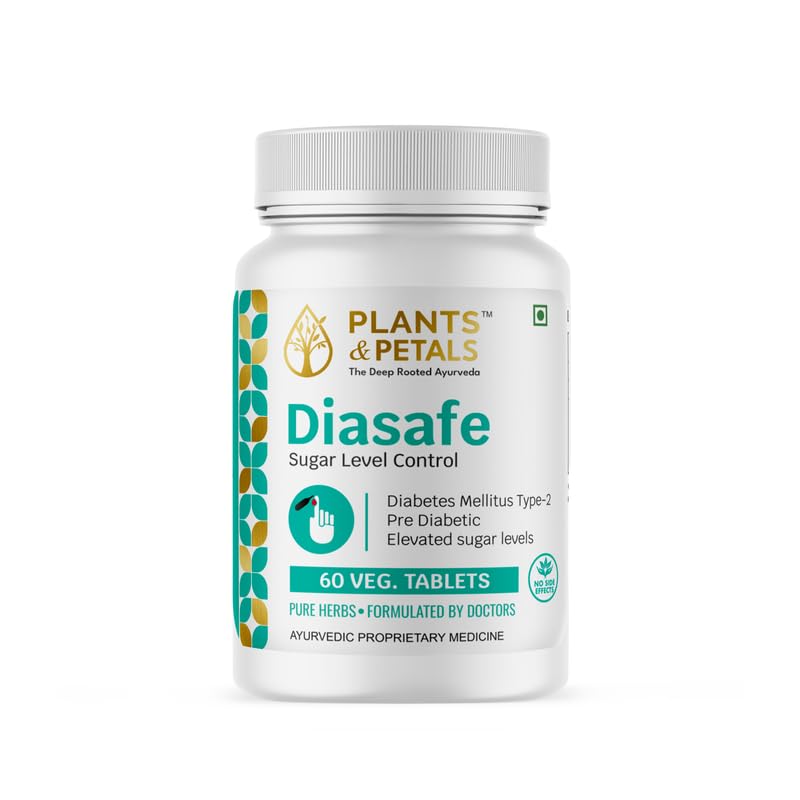 PLANTS & PETALS Ayurvedic Diasafe Tablet | Ayurvedic Blood Sugar Support | Herbal Diabetes Care Supplement | Natural Glucose Management | 60 Tablets