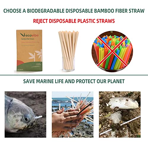 Ecovibe Straws Bamboo Straws Milkshake Straws Bamboo Straws Disposable Compostable Disposable Straw Straws For Hot Drinks Paper Boba Straws Bamboo Straw Drinking Bambo Straws Eco Straws（50 Pcs) #TOP1