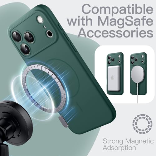 Image of JETech Magnetic Silicone Case for iPhone 17 Pro, Midnight Green