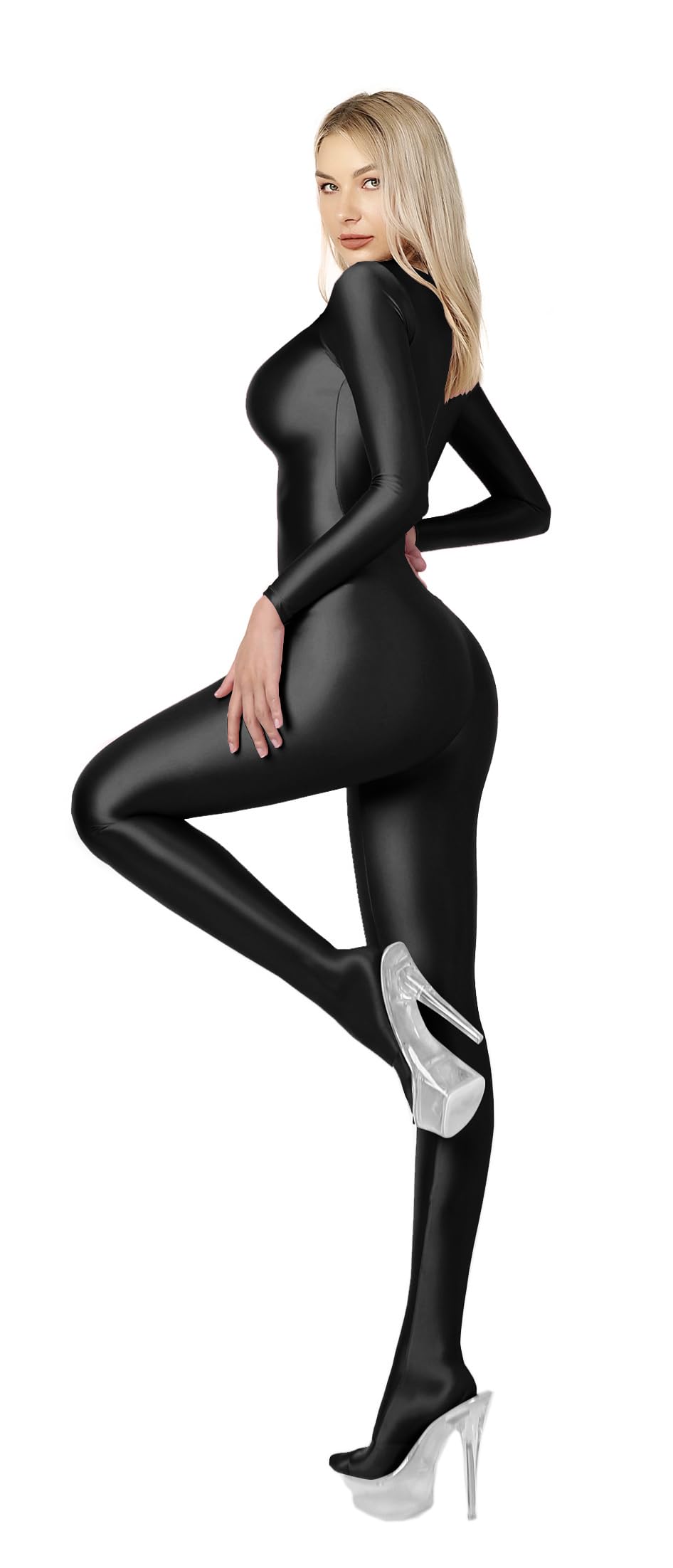 Maillot de Bain Une pièce Opaque Brillant 200D hautement Extensible avec Fermeture éclair dans Le Dos