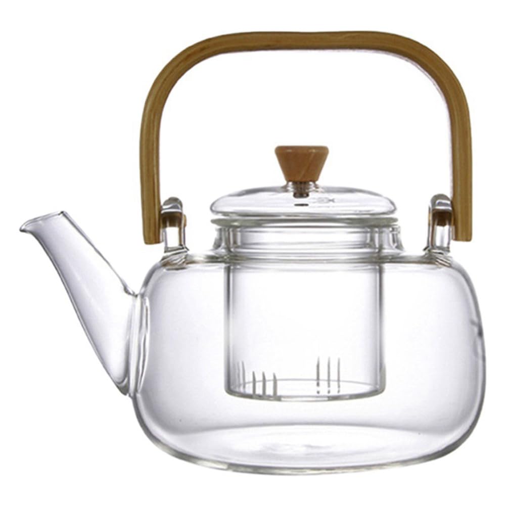 CTRLZS Dual-Purpose Handle Teapot Large-Capacity Steaming Boiling Heat- Thickened Glass Tea Pot Kettle Tea Set