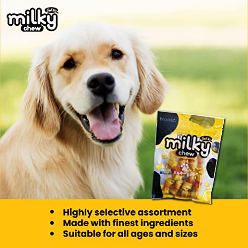 Image of Milky Chew Dog Treats Real Chicken and Milk Protein Rich Dog Snacks Healthy Chewy Dog Treats for Puppies & Adult Dogs Calcium Rich Training Reward Treats (Pack of 1, Cheese & Chicken Bones)