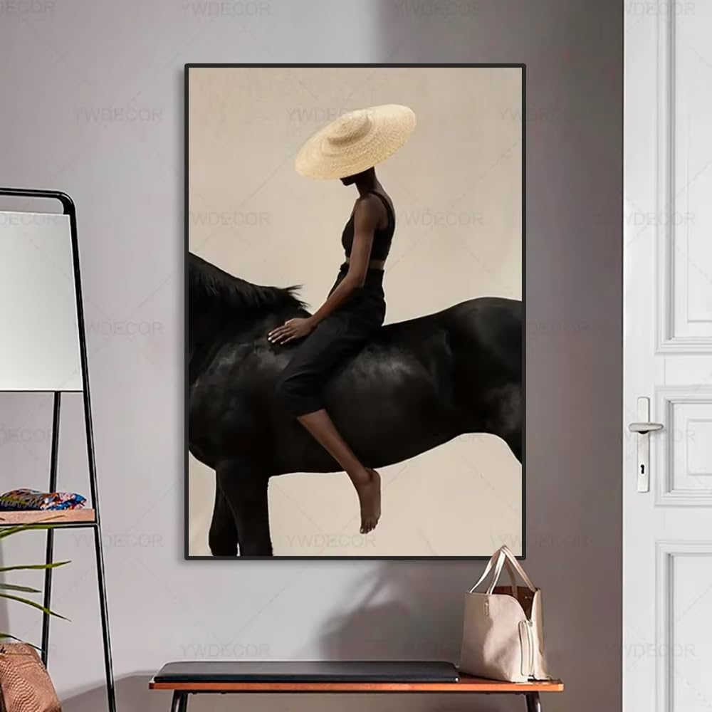 Cuadro de pared moderno con diseño de caballo negro, lienzo artístico de lujo, pintura de pared para dormitorio, oficina, sala de estar, decoración del hogar, 60 x 80 cm