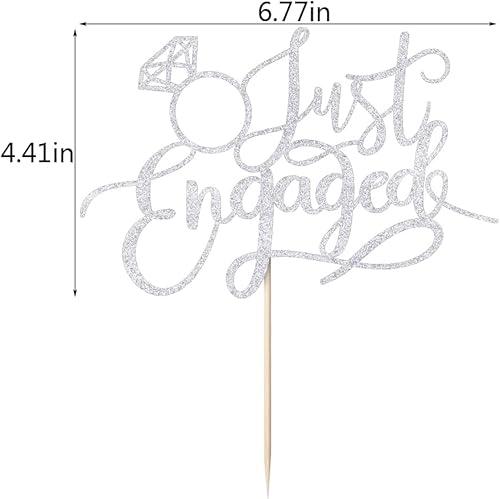Miniatura 9 de Just Engaged - Decoración de pastel para decoración de fiesta de compromiso, letrero de anillo de compromiso, decoración de pastel de compromiso
