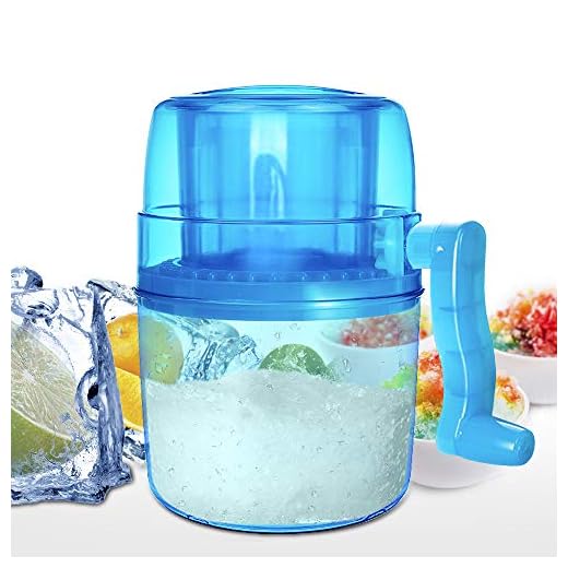Ice Shaver, Shaved Ice Machine, LEMBO DIRECT Premium Manual Hand Crank Operated Ice Breaker Ice Crusher Maker Snow Cone Machine with Stainless Steel Blades for Fast Crushing, Fun and Easy Iced Treat - BPA Free