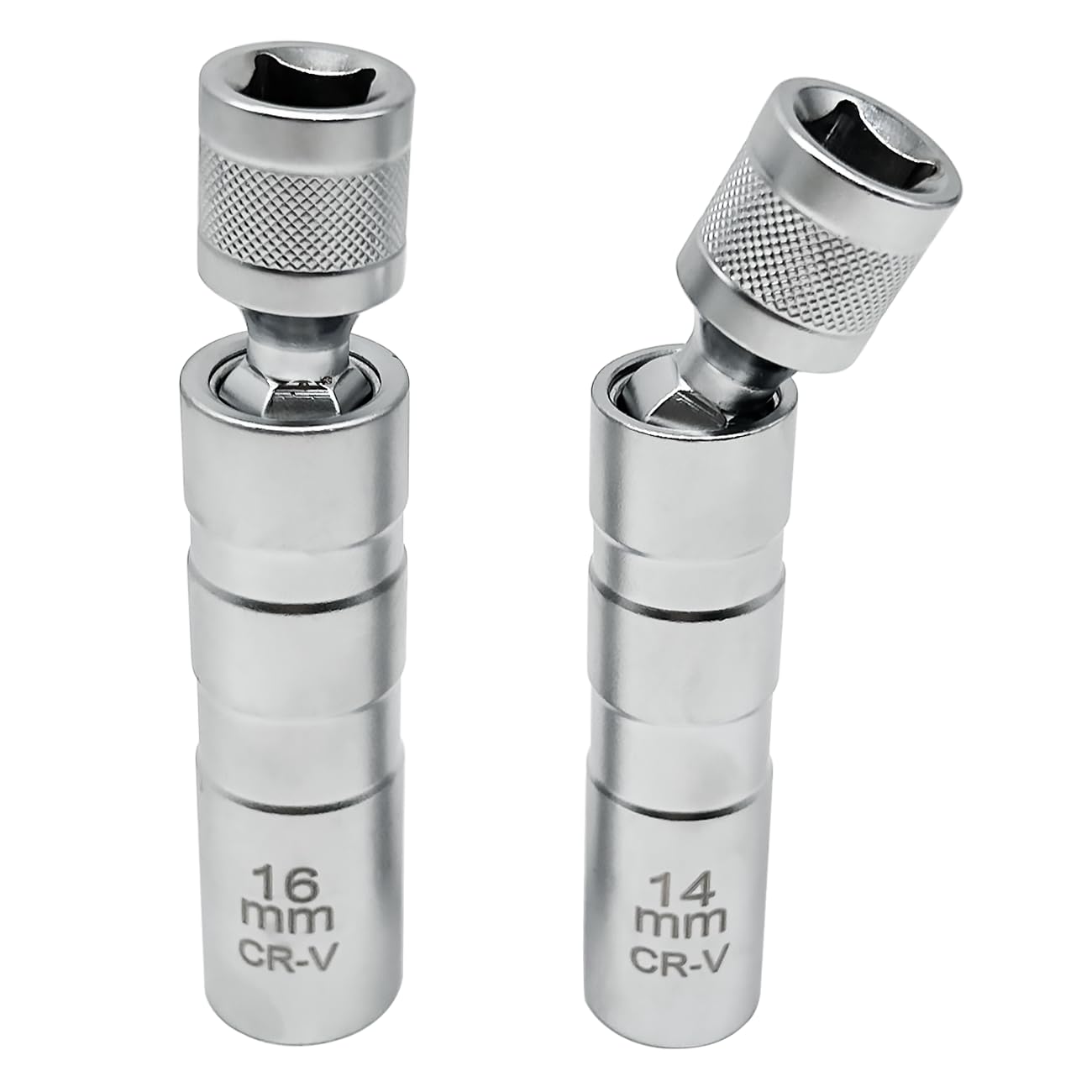 SIAOKL 14mm & 16mm Thin Wall Swivel Magnetic Spark Plug Socket, 3/8 Inch Drive 12-Point Spark Plug Removal Tool, 360-Degree Rotation for Maximum Flexibility