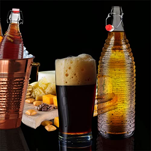 Image of Pure Source India Airtight Glass Water, Juice, Beer, Cold drinks Bottle With Steel Lock(Clear), 1000ml (4PCS)
