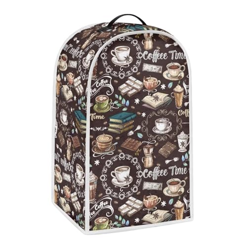 Image of Talayituse Coffee Chocolate Book Print Blender Dust Cover with Handle, Stand Mixer or Coffee Maker Appliance Covers Anti Fingerprint Dust Proof Stain Resistant Blender Cover for Home Kitchen