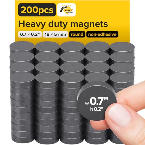 Image of Ultra-Strong Ceramic Round Magnets (0.7x0.2 inch /18x5mm, 200 pcs) - Heavy Duty Magnets, Non-Corrosive, High Thermal Resistance, Versatile For Home, Office, Workshop, Whiteboard, Fridge And Hobby Use