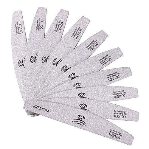 Makartt Grau Nagelfeile Set 10 Stück, Schwarz Schmirgel, Robust und verschleißfest Waschbar für natürliche Nägel Gel…