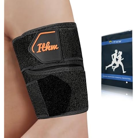 ITHW Adjustable Bicep Tendonitis Brace for Pain Relief, Upper Arm Compression Sleeve for Men and Women, Bicep Compression Sleeve for Muscle Strain Cover
