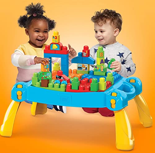 Image of Mega Bloks Discover 'n Build Activity Table Blocks for Toddlers 1-3 with 44 Pieces