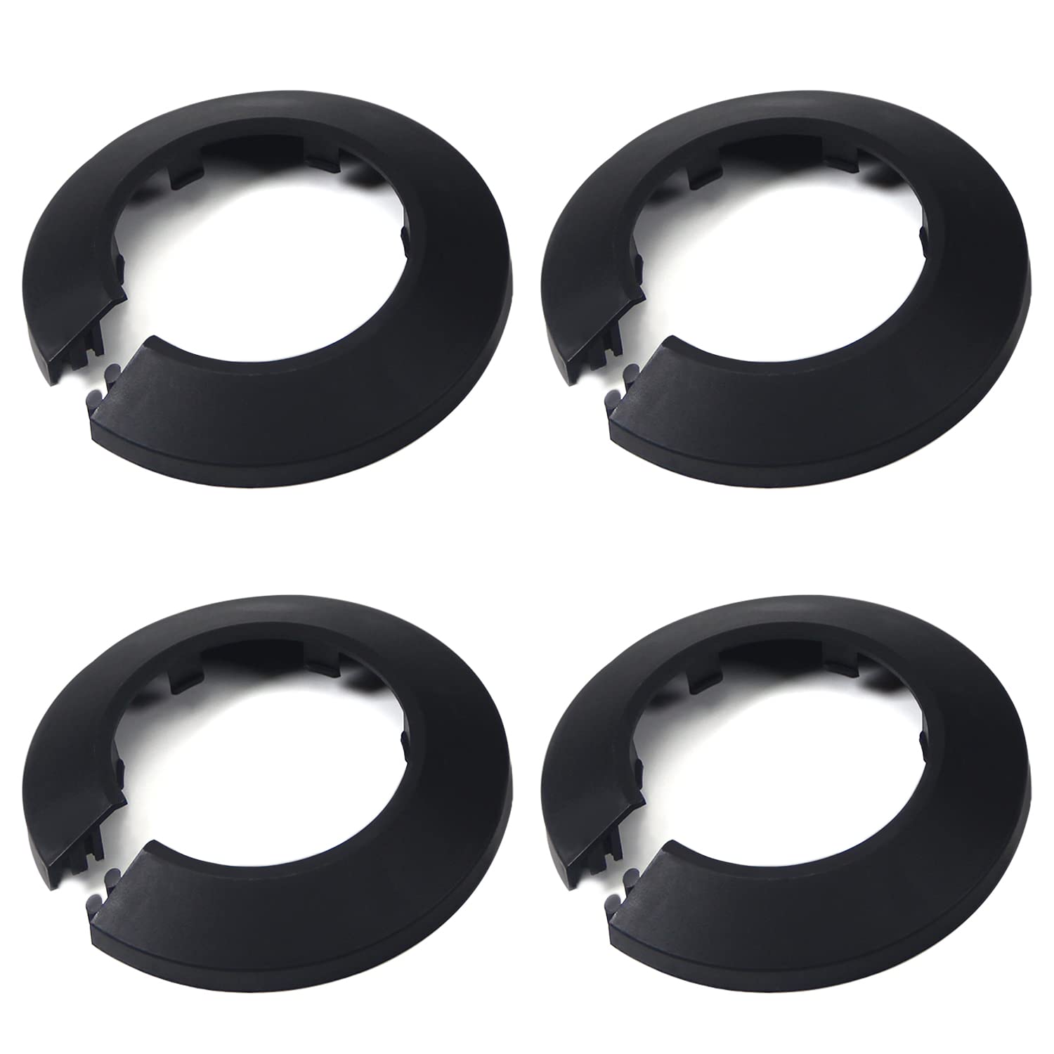 MroMax Fit 1.97" Outer Diameter Flange Water Pipe Cover Decoration Black Pipe Cover Radiator PP Plastic 50mm Escutcheon Collar for Wall Pipe Tube Decoration 4Pcs
