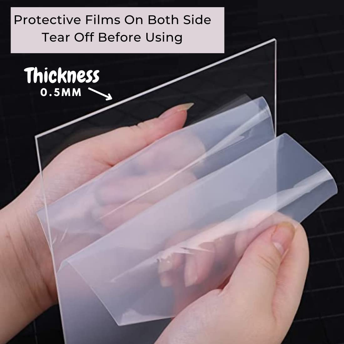 LONAAR Pack Of 6 Plexiglass/PETG/Plastic Transparent Sheet With Double Sided Protective Films Clear & Flexible for Photo Frame, Crafting Projects And Etc (THICKNESS - 0.5MM, 8X12 INCH) 1