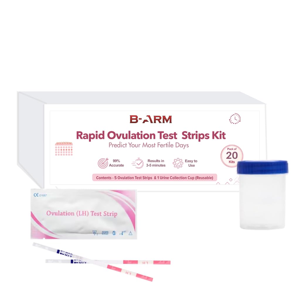 B-Arm Ovulation Test Strips (Pack of 20) for women with 1 Reusable Container| 99% Accurate Ovulation Predictor Kit at home| Quick Results in 5 Mins| Women Fertile Days Tracking for Pregnancy Planning-image-6