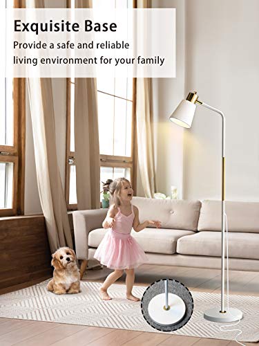 Floor Lamp, Industrial Floor Lamps For Living Rooms & Bedrooms - Rustic Farmhouse Reading Lamp - Standing, Adjustable Metal Heads Indoor Task Lighting For Living Room Bedroom Office Home Décor (White) #TOP5