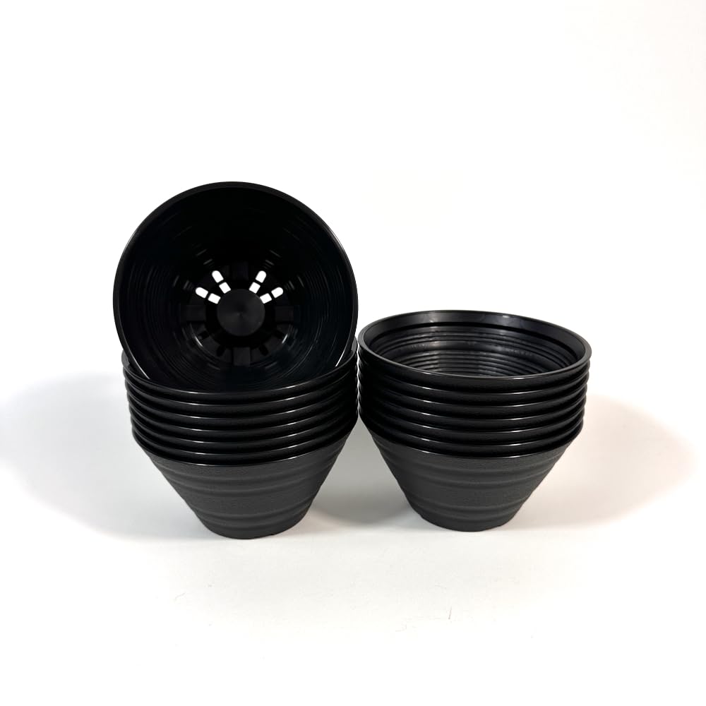 Amazon.co.jp: 平鉢12号 × 15個 セラアート 植木鉢 おしゃれ 黒色 多肉