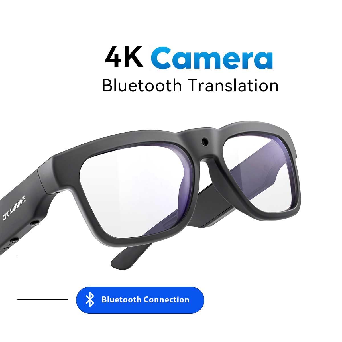 OHO 4K Ultra-Lightweight Smart Glasses, AI Chat & Real-Time Translation, OHO App Supported, Record-While-Charging, UV400 Lens